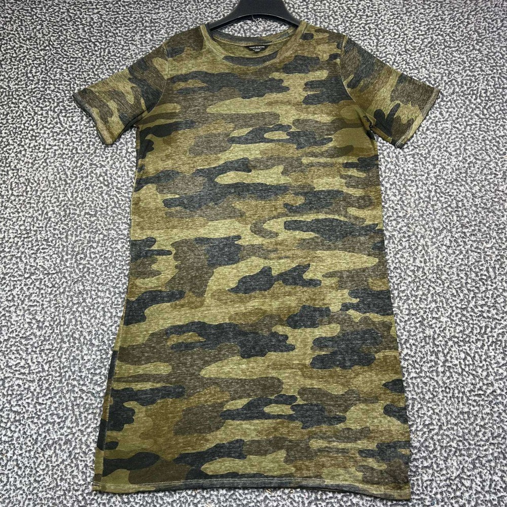 Lucky Brand Shirt Dress Women Medium Green Camo Print Short Sleeve M